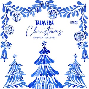 Mexicaanse Talavera kerst cliparts | Unieke digitale kunst | Perfect voor kaarten, kerstuitnodigingen met Mexicaanse stijl