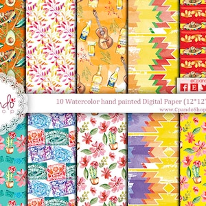 Mexican party digital paper hand painted cinco de mayo wallpaper for banner invitation mexican wedding mexican graphics png mexico theme