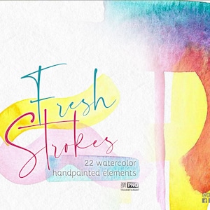 Fresh Strokes Watercolor Brush Strokes Clipart, Hand Painted Watercolor Paint Stroke Graphics PNG Watercolor Shapes, Background Clipart