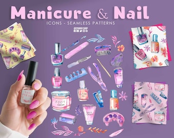 Nail it! Manicure watercolor clipart, Manicure png, Beauty Clipart, Nail Art Clipart, Manicure Graphics, Spa , PNG file, nail polish clipart