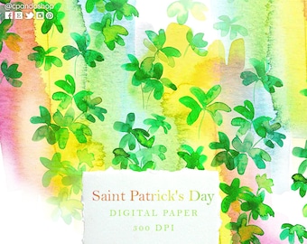 Święty Patryk, Tła akwarelowe, Święty Patryk, Papier cyfrowy, Linie, Złota koniczyna, Irlandia, Dublin, Zielony, Tęcza, Tła, Celtycki