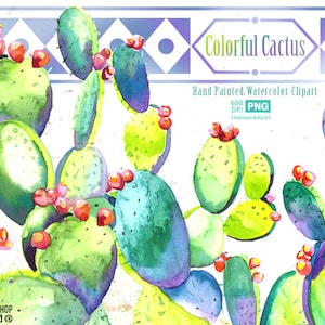 Succulent Green / Purple Watercolor Cliparts, Cactus Clipart, Botanical Cacti Plant, Watercolor Cactus Clip Art Floral, cactus wedding clip
