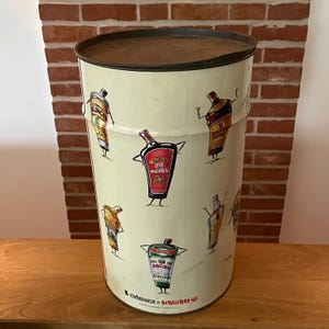 Vintage Sitztonne,Blechtonne groß Werbetonne von Schwarze & Schlichte