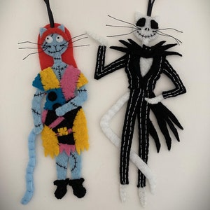 Felt JackAndSallyCats Ornament Set