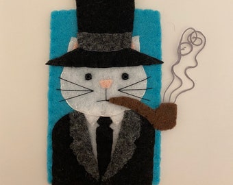 Felt PipeSmokingCat Ornament