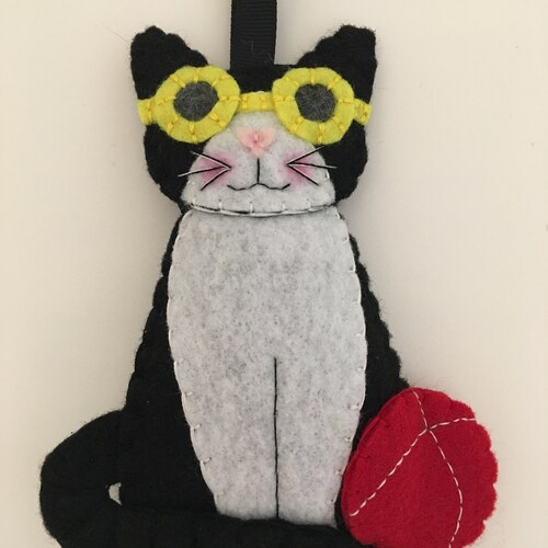Black Cat Felt Ornament Long Hair Kitten Persian Exotic Bombay Etsy