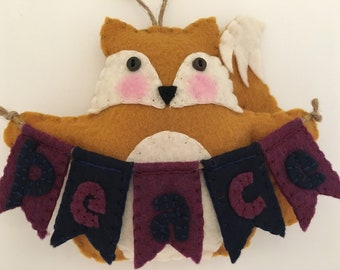 Felt PeaceFox Ornament