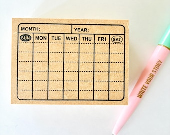 Calendar Monthly / weekly Rubber Stamp for study, school, Journal, Planner, Scrapbook, time table schedule,