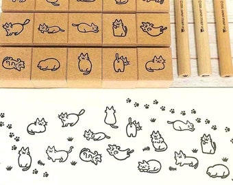 Cat stamp, Planner stamps, Bullet journal stamp, Kitty, post card,  hobonichi stamp, erin condren, filofax, KikkiK stamp, Cat-1
