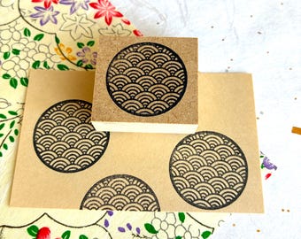 Seigaiha Wave Japanese Rubber Stamp, Scrapbooking, Post card, Planner, Journal