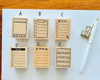 Planner stamp, to do list, check list, journaling supplies, box motif