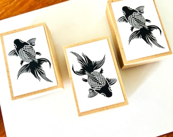 Kawaii Japanese Goldfish Rubber Stamp for Journal, Planner, Scrapbooking, Collage, Postcard, Kingyo