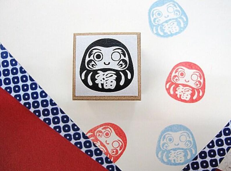 Daruma Wish Stamp, Japanese Planner Stamp, Good Luck Charm image 5