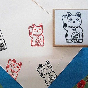 Maneki-neko-Stempel, Katzenstempel, japanischer Stempel, Filofax, Postkarte, kleiner Stempel, Planerzubehör, Designer, cooler japanischer Stempel, Maneki neko