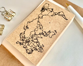 Travel stamp, World map stamp, Planner stamp, Bullet journal stamp, Traveler's notebook,  Hobonichi stamp, Japanese stationery, Kawaii stamp