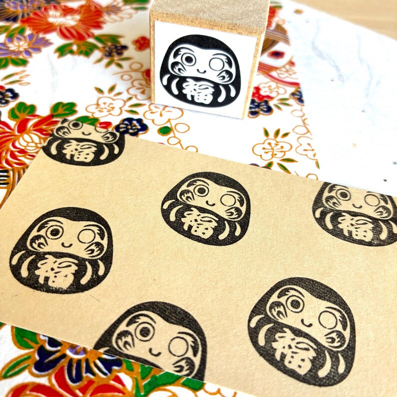 Daruma Wish Stamp, Japanese Planner Stamp, Good Luck Charm image 2