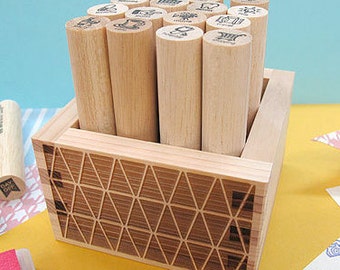 Stamp Box,Japanese Masu box, masu, wood box, Japanese wood box, masu wood box, trainlge