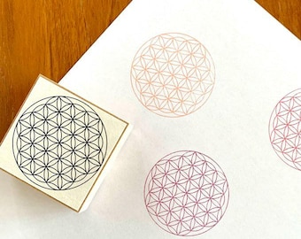 Flower of Life Stamp, Sacred Geometry Amulet, Ancient Japan Design, Scrapbooking Collage