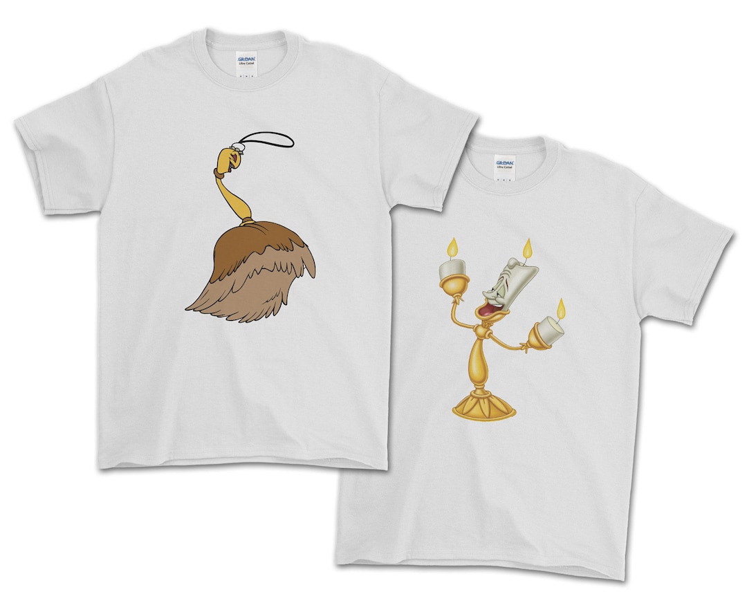 Feather Duster and Lumiere Candelabra Disney Tshirts Etsy