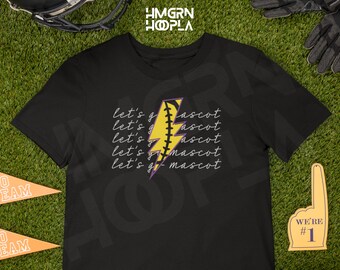 Personalized Football Let's Go Mascot Lightening Bolt Tee - Custom Colors - You Choose Team Mascot - Made to Order