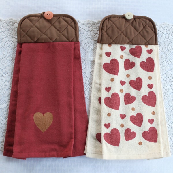 Rose Gold Hanging Kitchen Towels with Hearts, Double-sided Hand Towel, Valentine towel, Oven towel