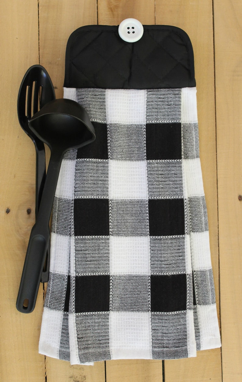 Black and White Buffalo Check Hanging Kitchen Towel Etsy