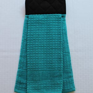 Teal and Black Hanging Kitchen Towel, Double-sided Hand Towel, Oven Towel, Stove towel