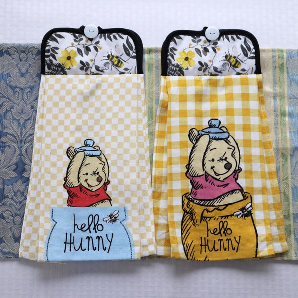 Hello Hunny! Winnie the Pooh Hanging Kitchen Towels, Double-sided Hand Towels, Oven towel, stove towel