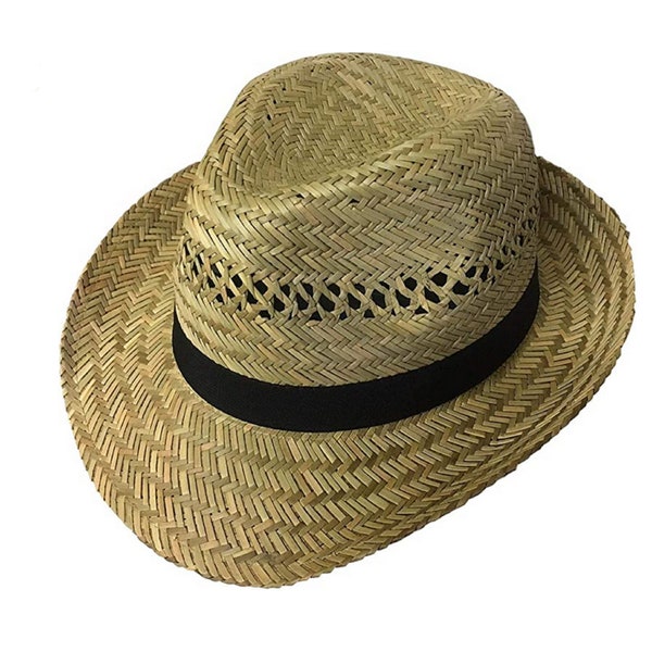 Unisex Straw Trilby summer hat, recycled Eco Friendly