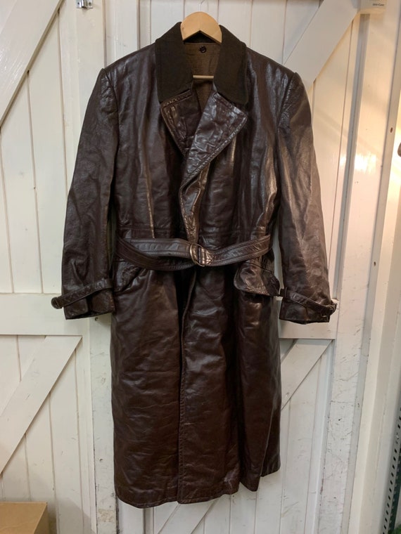 Leather greatcoat best sale
