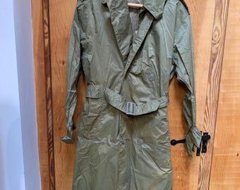Vintage 1960s Men's Nylon Quarpel Army Green Raincoat DSA 100-67-C