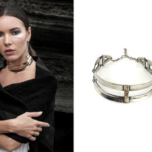 CROSS COLLAR Brass Choker Haus of Sparrow Designer Monica Wallway image 3