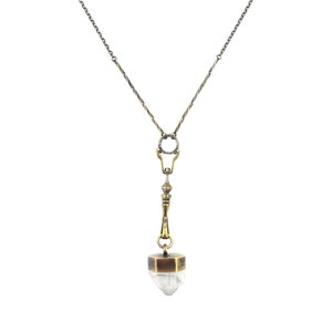 CRYSTAL SPIRE NECKLACE  - Art Nouveau Crystal Pendant - Quartz Crystal Brass Necklace - Haus of Sparrow - Designer Monica Wallway