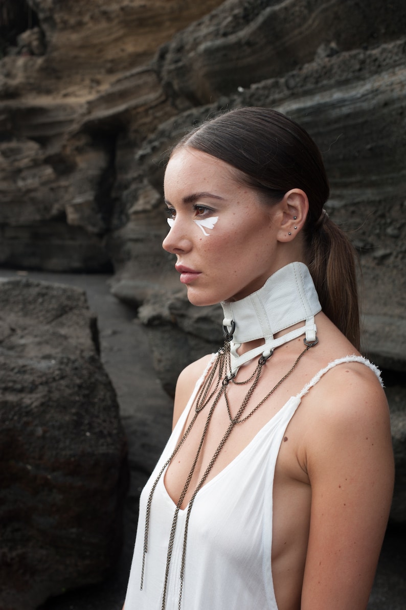 SWAN COLLAR Leather chocker Leather neck piece Necklace Haus of Sparrow Designer Monica Wallway image 2