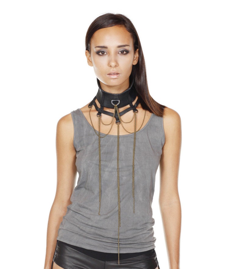 SWAN COLLAR Leather chocker Leather neck piece Necklace Haus of Sparrow Designer Monica Wallway image 5