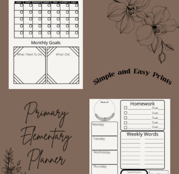 Primary Elementary School Student Agenda and Planner | Etsy