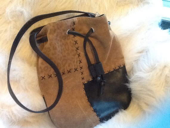 Patch leather and suede leather handbag - image 1