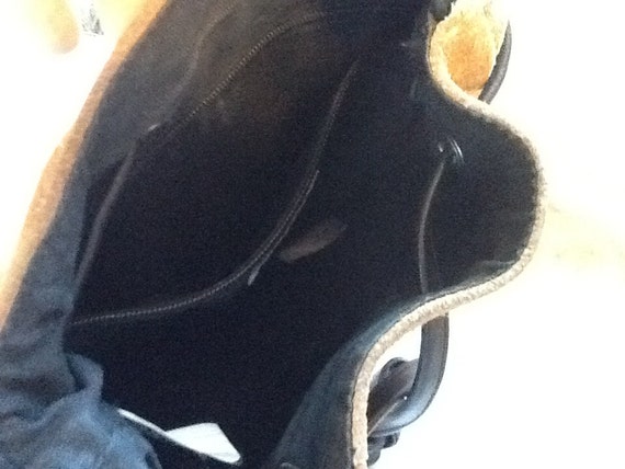 Patch leather and suede leather handbag - image 3