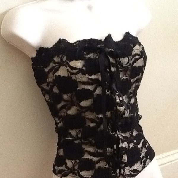 Black Lace Bustier - Etsy