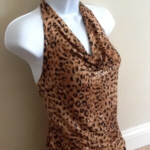 Leopard Tan and Black Halter Top