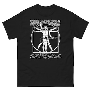 UNISEX Da Vinci Guitarist Vitruvian Man Playing Guitar Fun Guitar T-Shirt For Men and Women