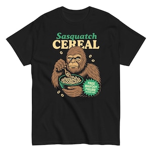 Maglietta parodia di cereali Sasquatch / Maglietta divertente del criptide Bigfoot