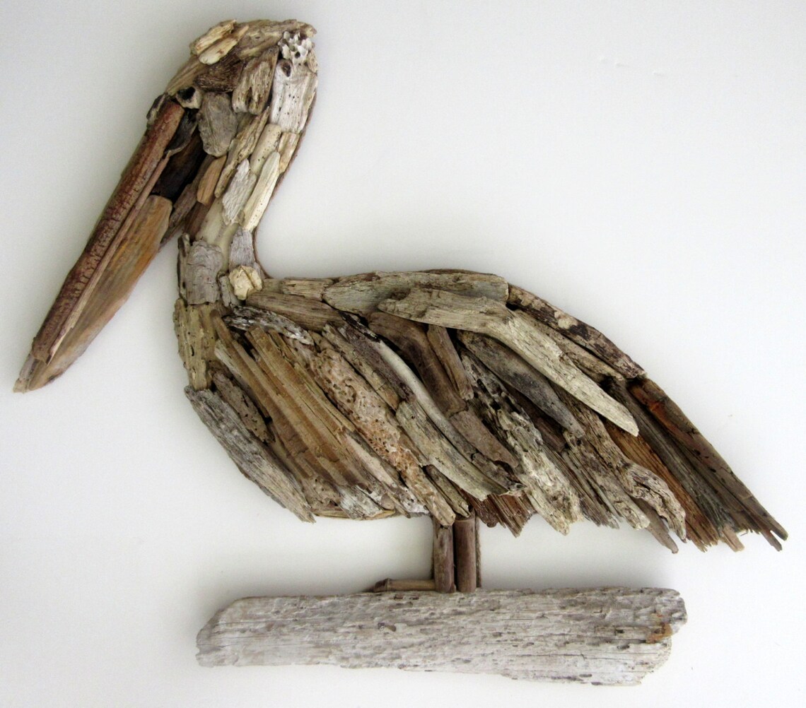 Driftwood Pelican Coastal Wall Decor Etsy