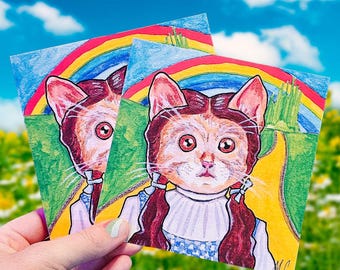 Wizard of Paws Cat Art | Handpainted Wall Art | Locally Made | Dorothy Cat | Cat Lover Gift | Square Wall Art | Physical Print