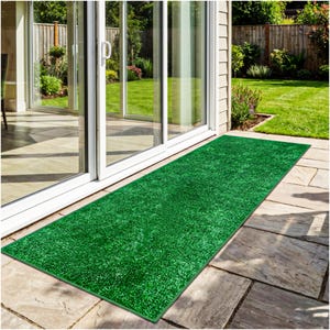 Green Economy Artificial Grass Runner Rug – Indoor Outdoor Turf Rug, Bound Edges
