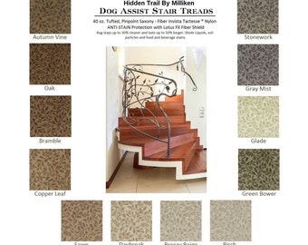 Set of 13 | 9"x27" Dog Assist Stair Treads - HIDDEN TRAIL Carpet 40 Oz Tufted Pinpoint Saxony Nylon (Free Roll Tape - DIY Installation)