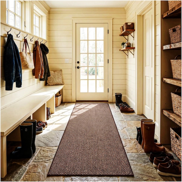 Multilevel Loop Berber Runner Area Rug – Indoor/Outdoor Aisle Hallway Area Carpet