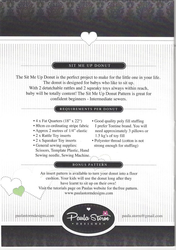 Sit Me Up Donut Sewing Pattern Only Paula Storm Designs Etsy