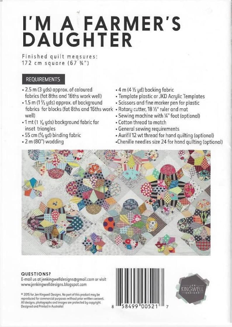 Jen Kingwell Designs I/'m a Farmer/'s Daughter Quilt Pattern Only