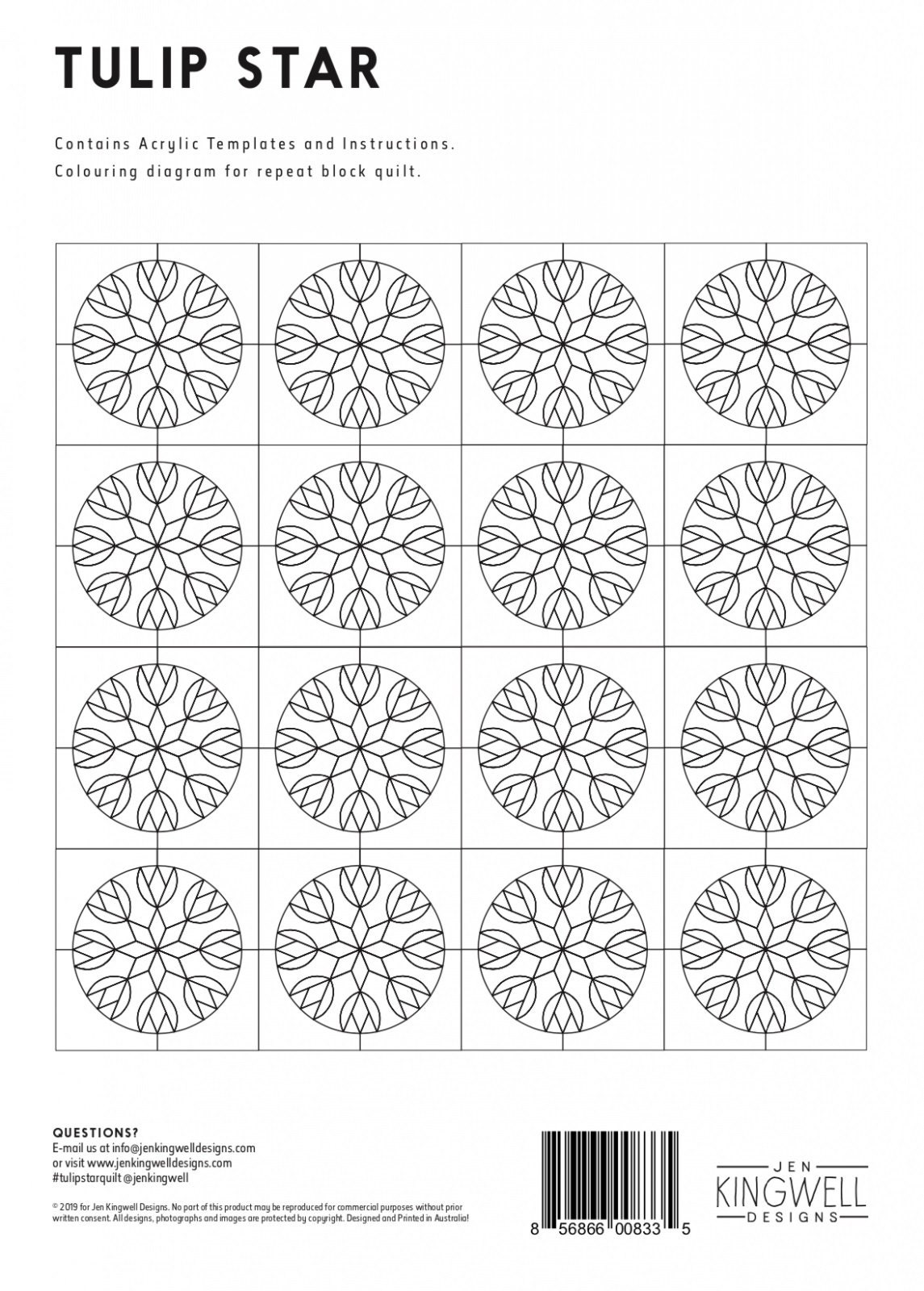 Jen Kingwell Designs Tulip Star Tempter Quilt Pattern and